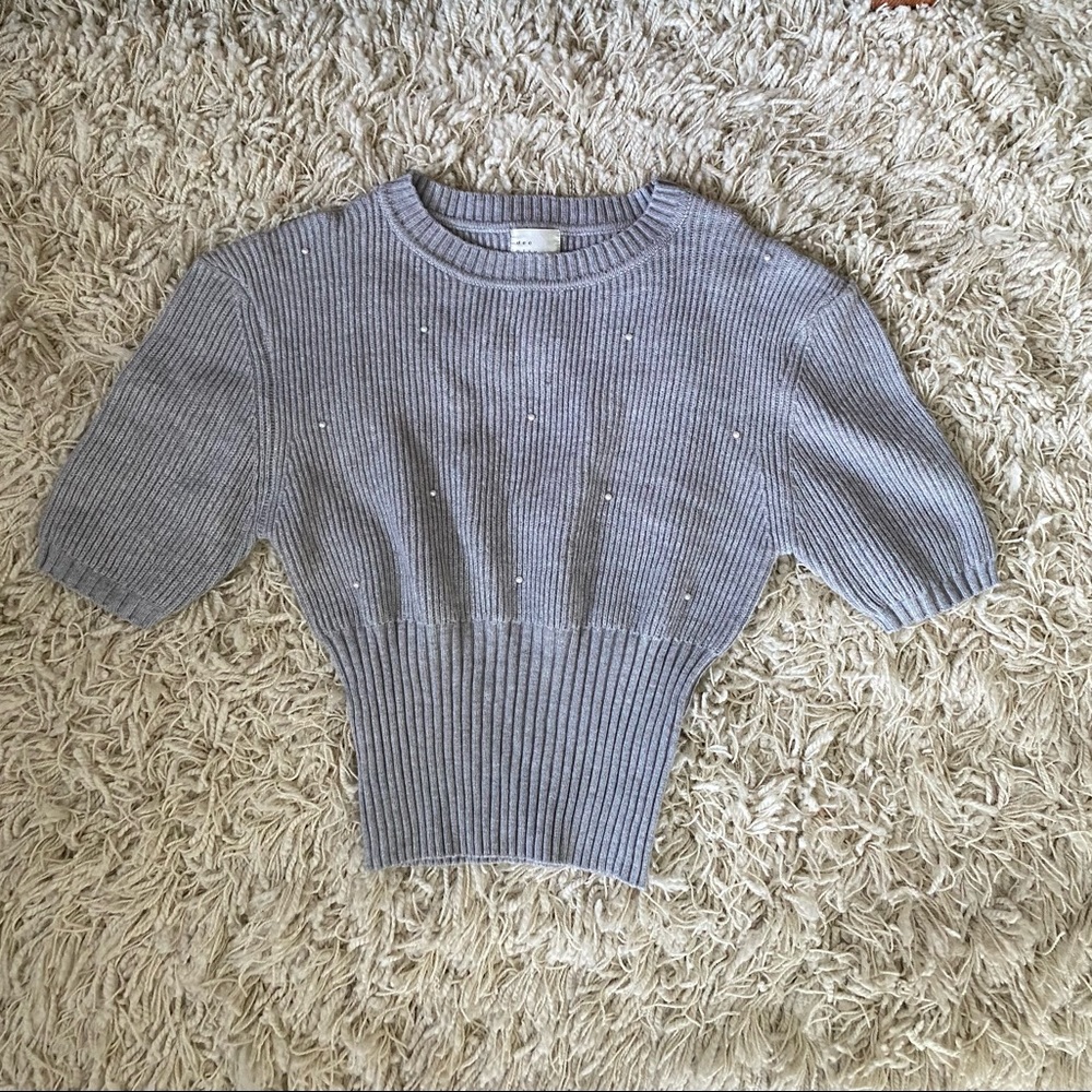 dee elly womens sweater shorts sleeves with pearls details size L